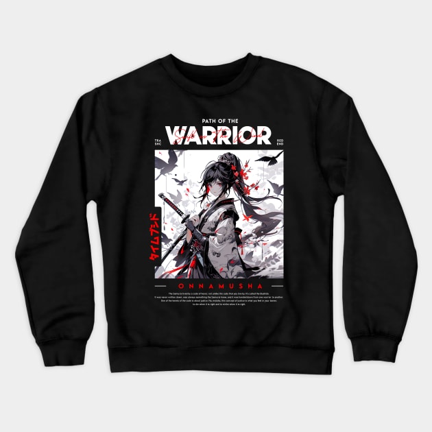 Anime Warriro Girl Crewneck Sweatshirt by trashcandy